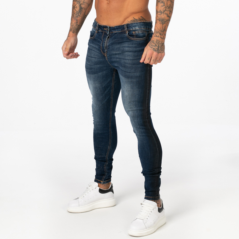 Mens Skinny Jeans 2019 Super Skinny Jeans Men Non Ripped Stretch Denim Pants Elastic Waist Big Size European W36 zm01