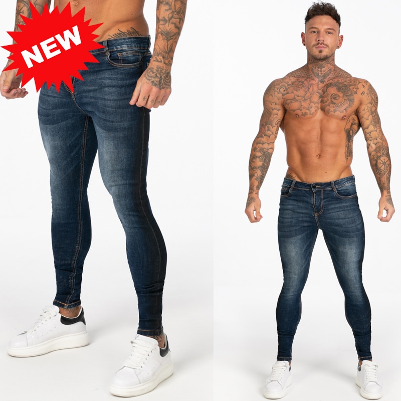 Mens Skinny Jeans 2019 Super Skinny Jeans Men Non Ripped Stretch Denim Pants Elastic Waist Big Size European W36 zm01
