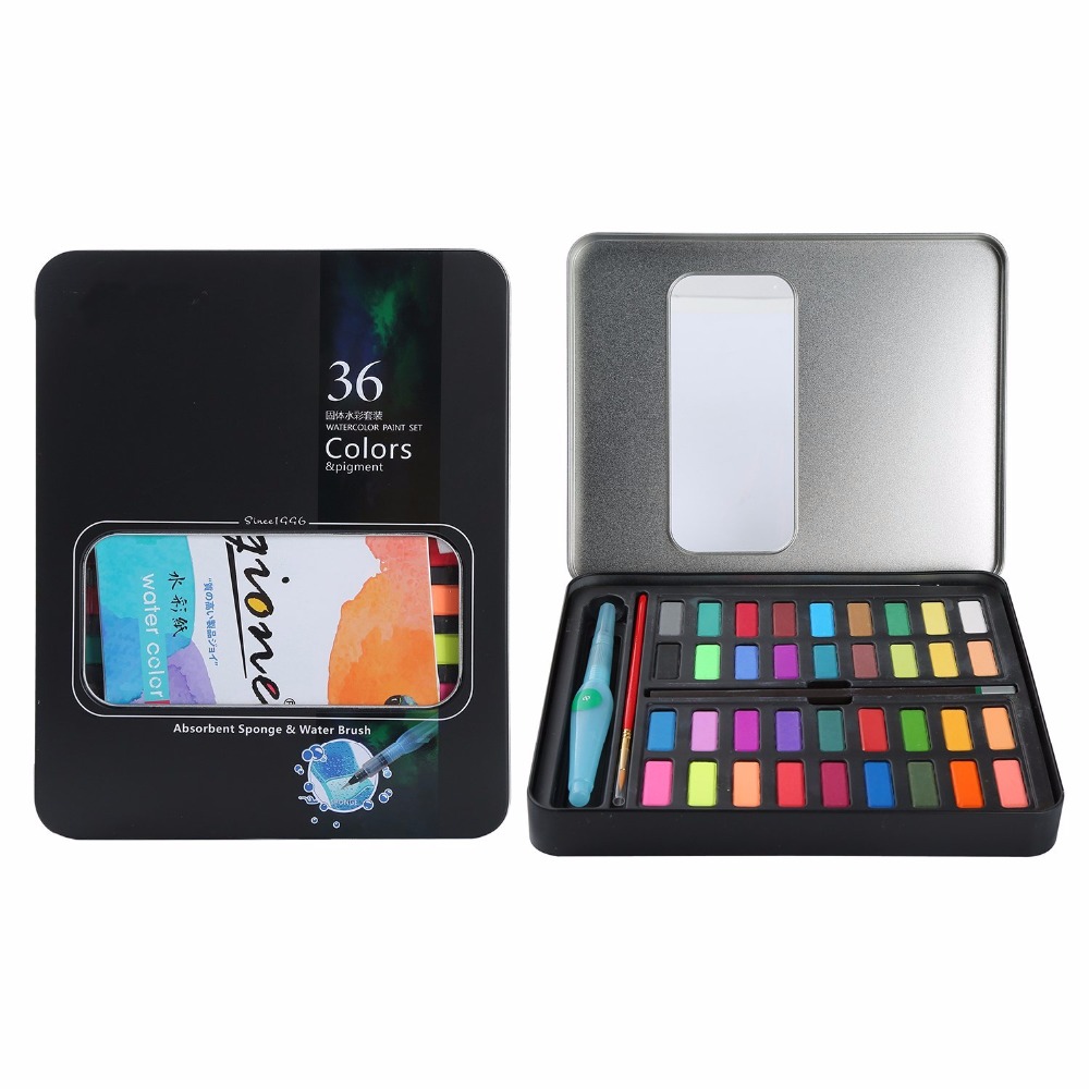 36 Colors Complete and Professional Paint Set in Metal Tin Box