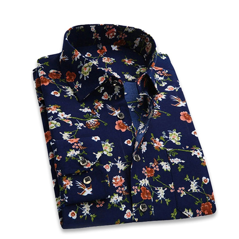 Retro Floral Print Classic Casual Shirts - Parvaty.com