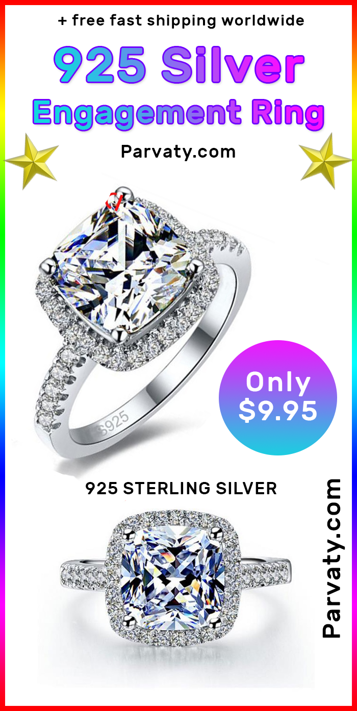 Genuine 925 Sterling Silver Engagement Ring for Women