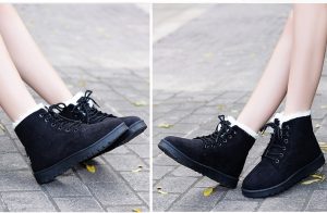 Classic Suede Winter Fur Plush Ankle Boots for Women