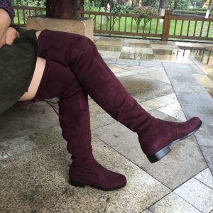 Over-the-Knee Suede Comfort Long Flat Thigh High Boots for Women