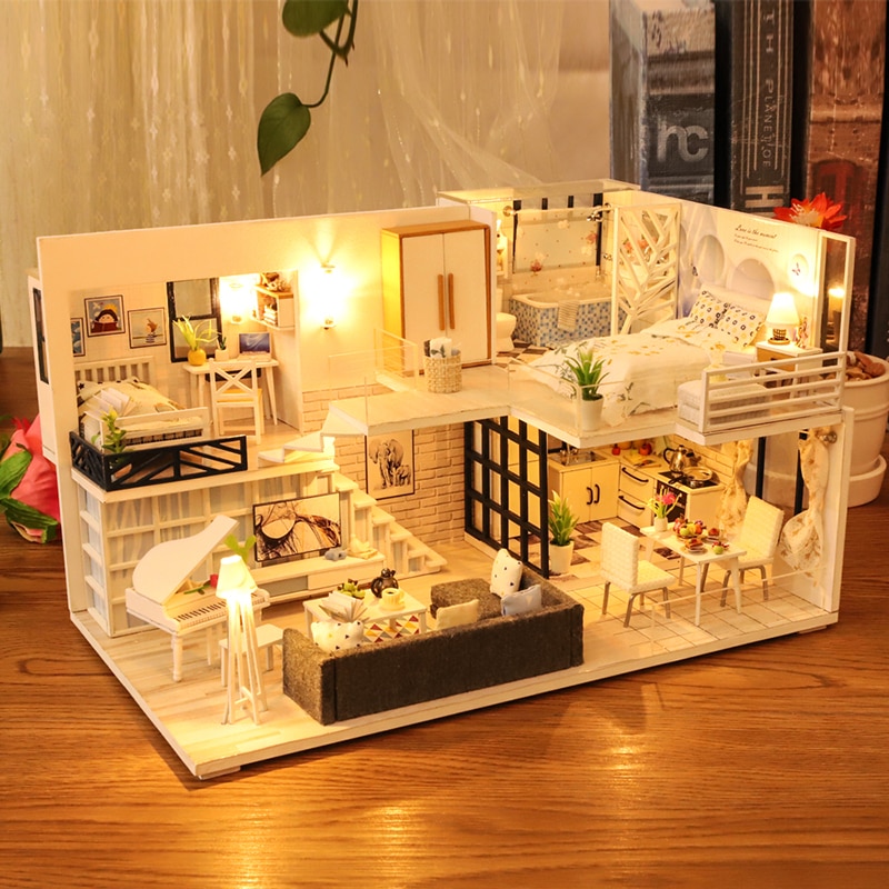 Cute Dollhouse Wooden with Music LED