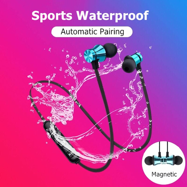 Magnetic Wireless Bluetooth Earphone Stereo Sports Waterproof Earbuds Wireless in-ear Headset with Mic For IPhone 7 Samsung