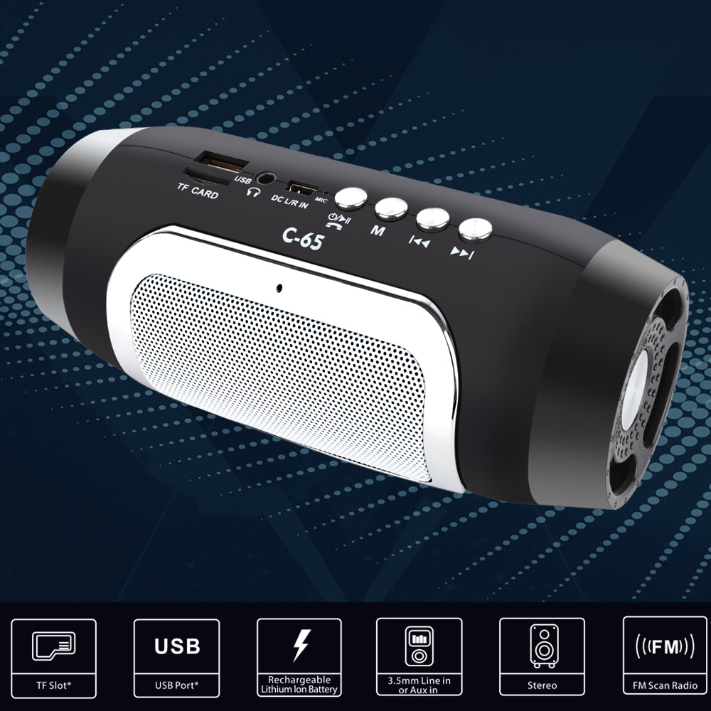 TOPROAD HIFI Portable wireless Bluetooth Speaker Stereo Soundbar TF FM Radio Music Subwoofer Column Speakers for Computer Phones