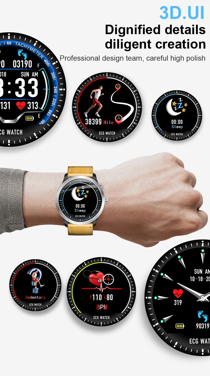 LEMFO 2019 New ECG + PPG Smart Watch Men IP67 Waterproof Sport Watch Heart Rate Monitor Blood Pressure Smartwatch For The Aged