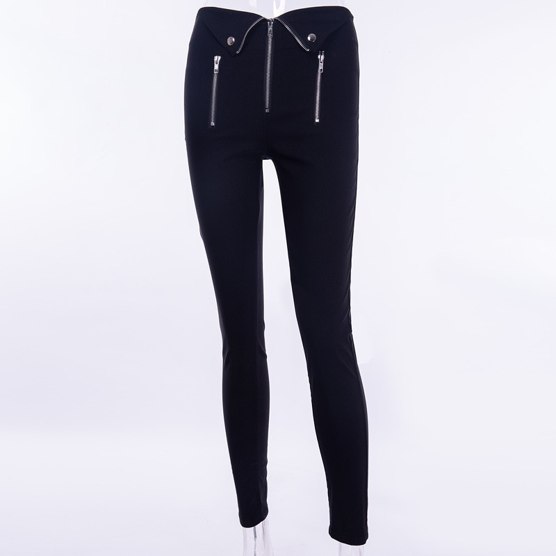 Gothic harajuku Grunge pants women zipper fold streetwear pencil casual Fashion pant black chic Summer long trousers Streetwear