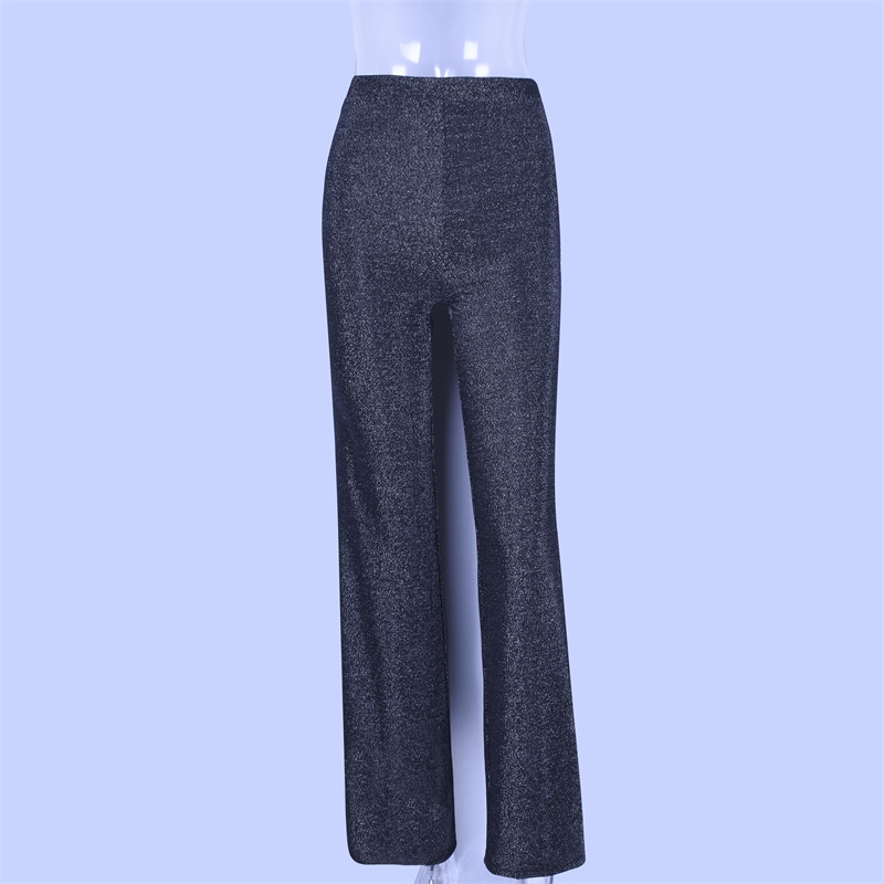 Dulzura women pants solid glitter sparkle bling trousers 2019 autumn winter fashion office lady black wide leg pants
