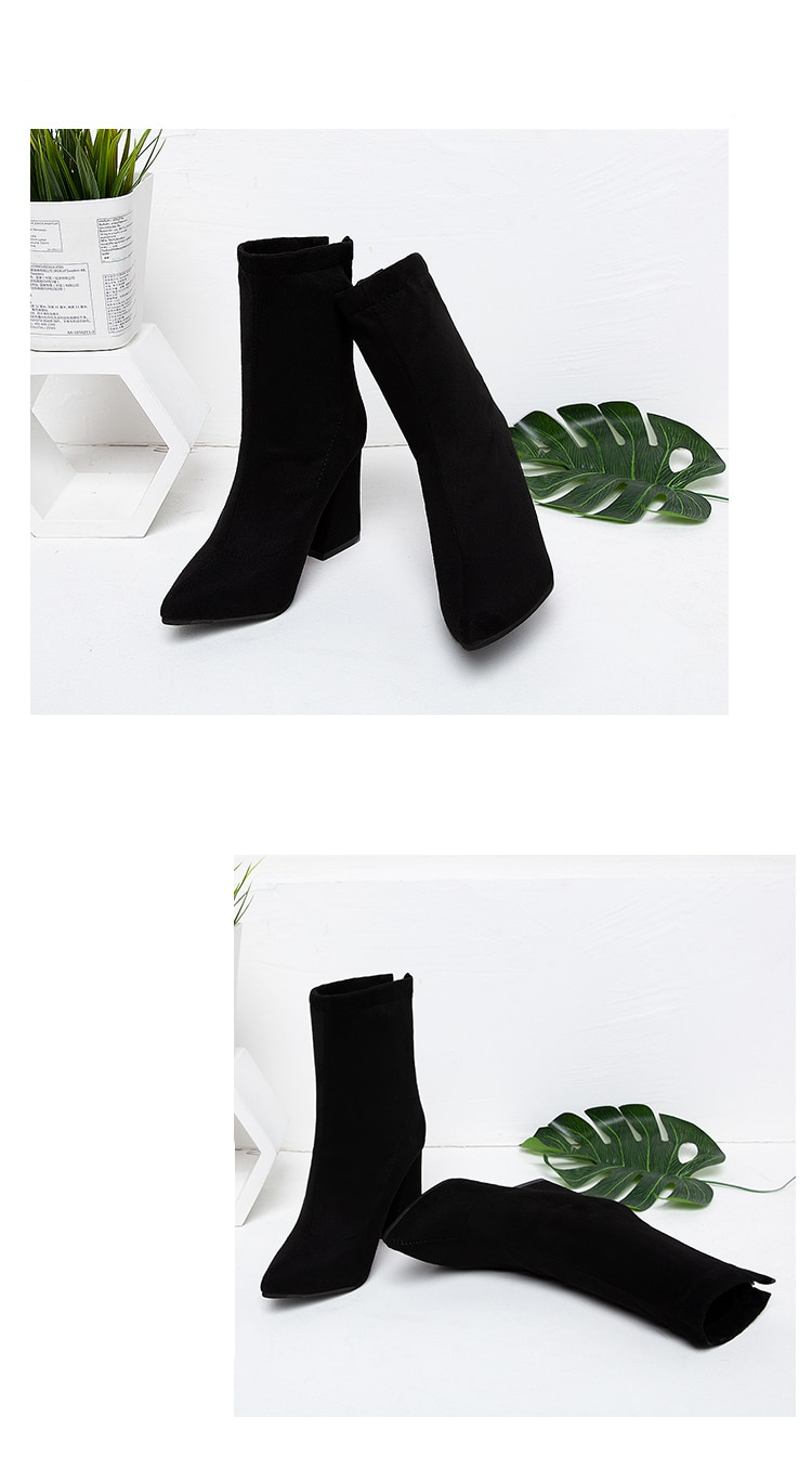 2019 autumn and winter new women's comfortable shallow mouth pointed boots women's zipper simple sweet wild boots t01