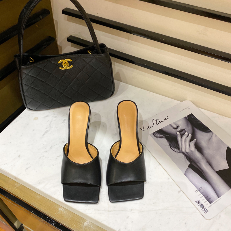 MONMOIRA Vintage Square Toe High Heel Sandals Women Solid Open Toe Slipper Women's Sandals Summer Designer Shoes Women SWC0824