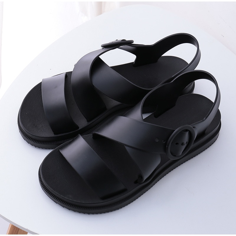 MCCKLE Flat Sandals Women Shoes Gladiator Open Toe Buckle Soft Jelly Sandals Female Casual Women's Flat Platform Beach Shoes